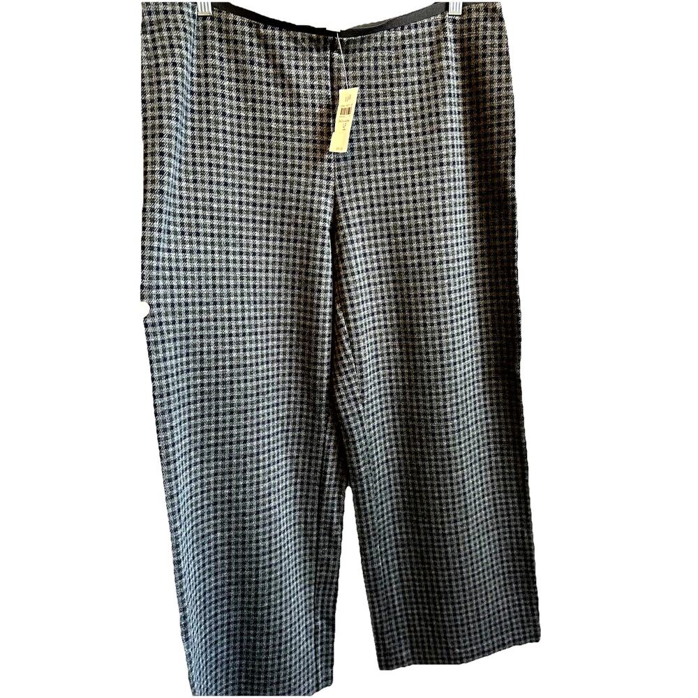 NWT J Jill Checker Plaid stretch wide leg pants petite L career comfy casual $89 - Picture 2 of 15